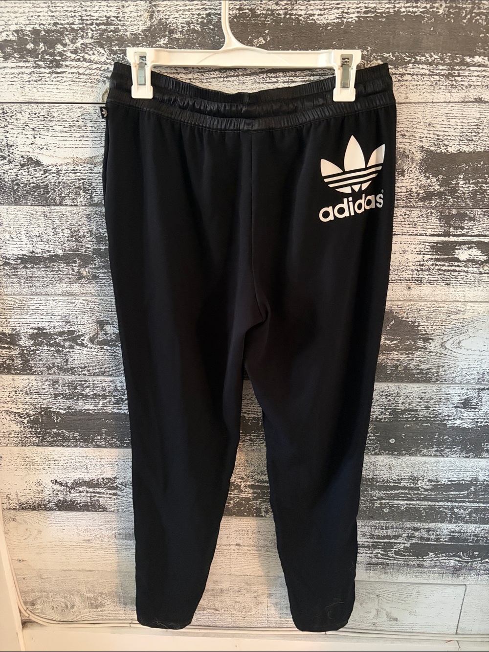 Adidas Women’s Black Joggers with White Trefoil Logo on backside